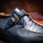 genuine crocodile and lizard dress monk strap Shoes Toluca Navy