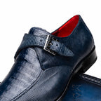 genuine crocodile and lizard dress monk strap Shoes Toluca Navy