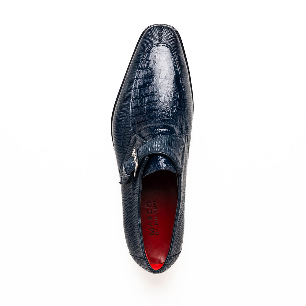 genuine crocodile and lizard dress monk strap Shoes Toluca Navy