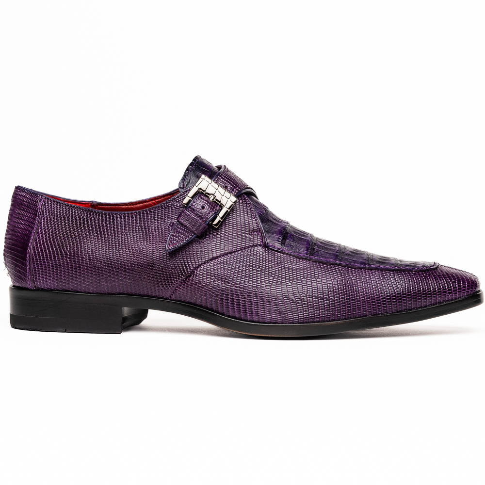 Men's Shoes genuine crocodile and lizard dress monk strap Toluca Purple
