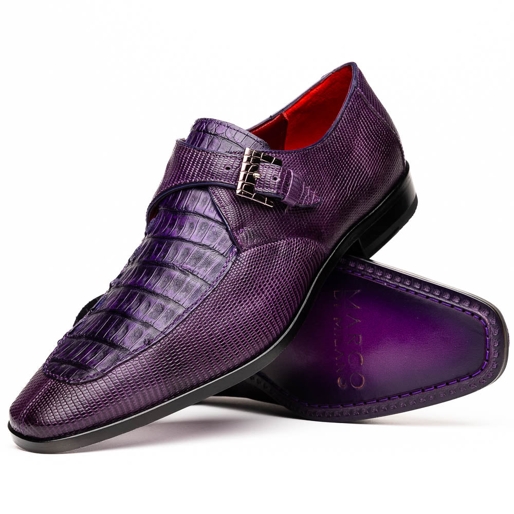 Men's Shoes genuine crocodile and lizard dress monk strap Toluca Purple