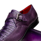 Men's Shoes genuine crocodile and lizard dress monk strap Toluca Purple