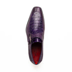 Men's Shoes genuine crocodile and lizard dress monk strap Toluca Purple