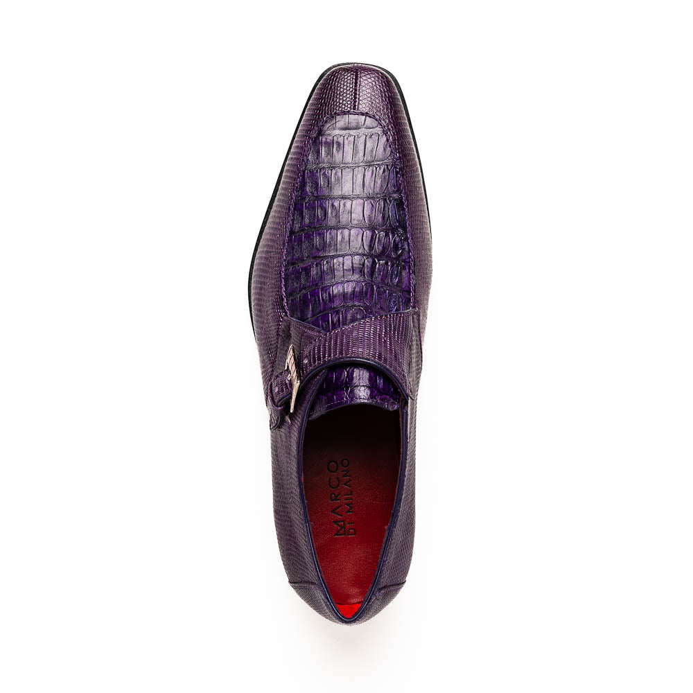 Men's Shoes genuine crocodile and lizard dress monk strap Toluca Purple
