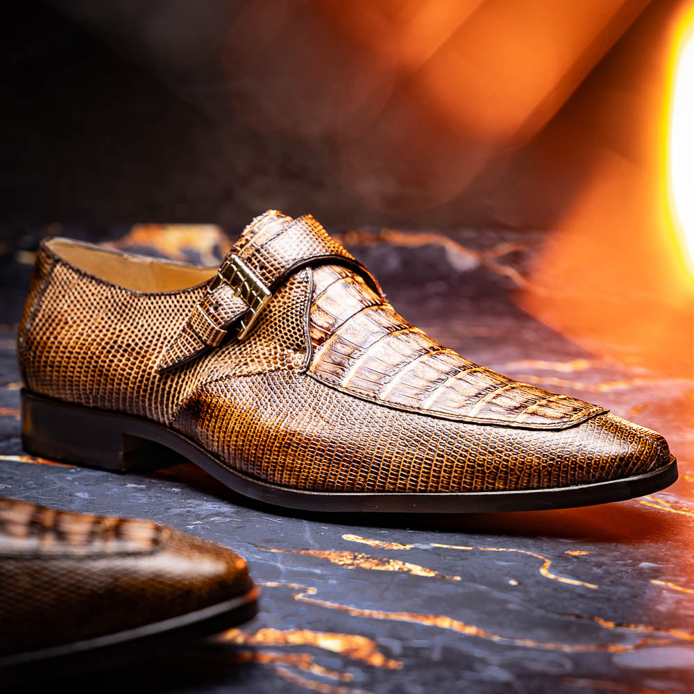 Men's Shoes genuine crocodile and lizard dress monk strap Toluca Rustic Orix