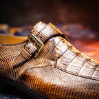 Men's Shoes genuine crocodile and lizard dress monk strap Toluca Rustic Orix