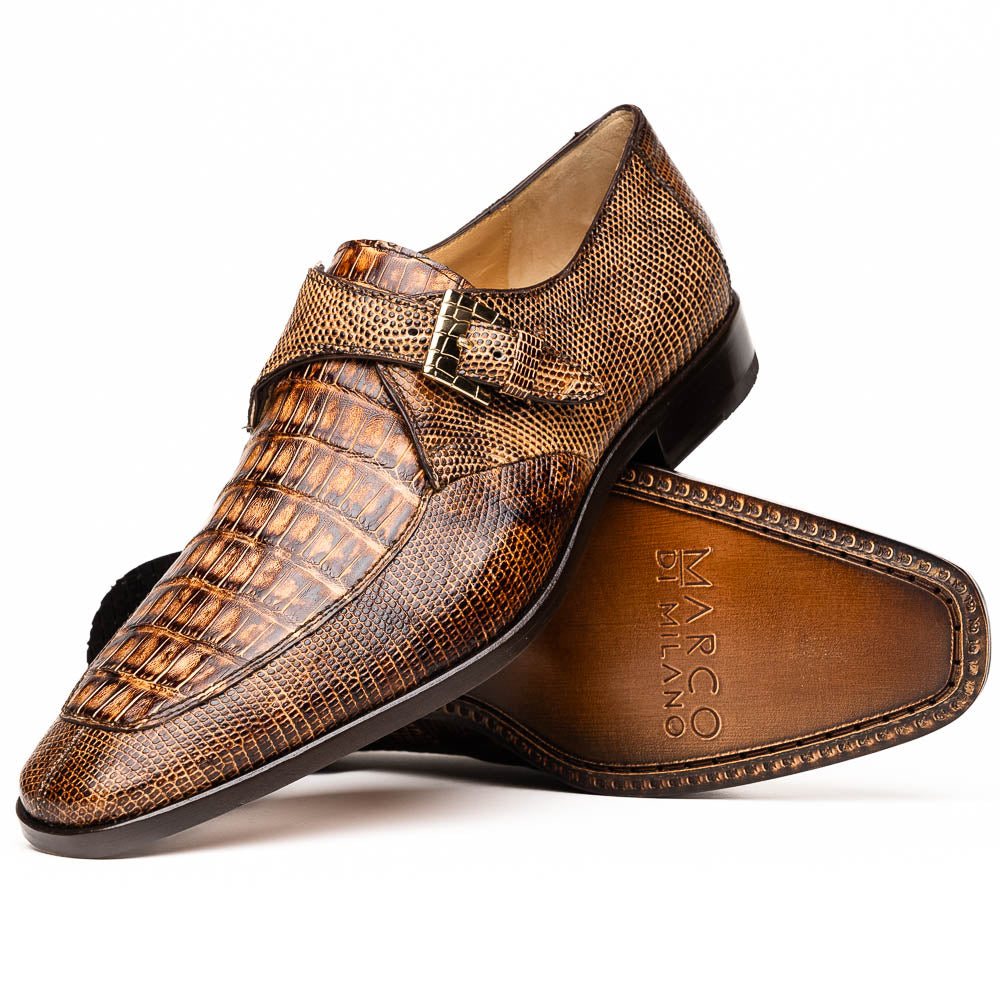 Men's Shoes genuine crocodile and lizard dress monk strap Toluca Rustic Orix