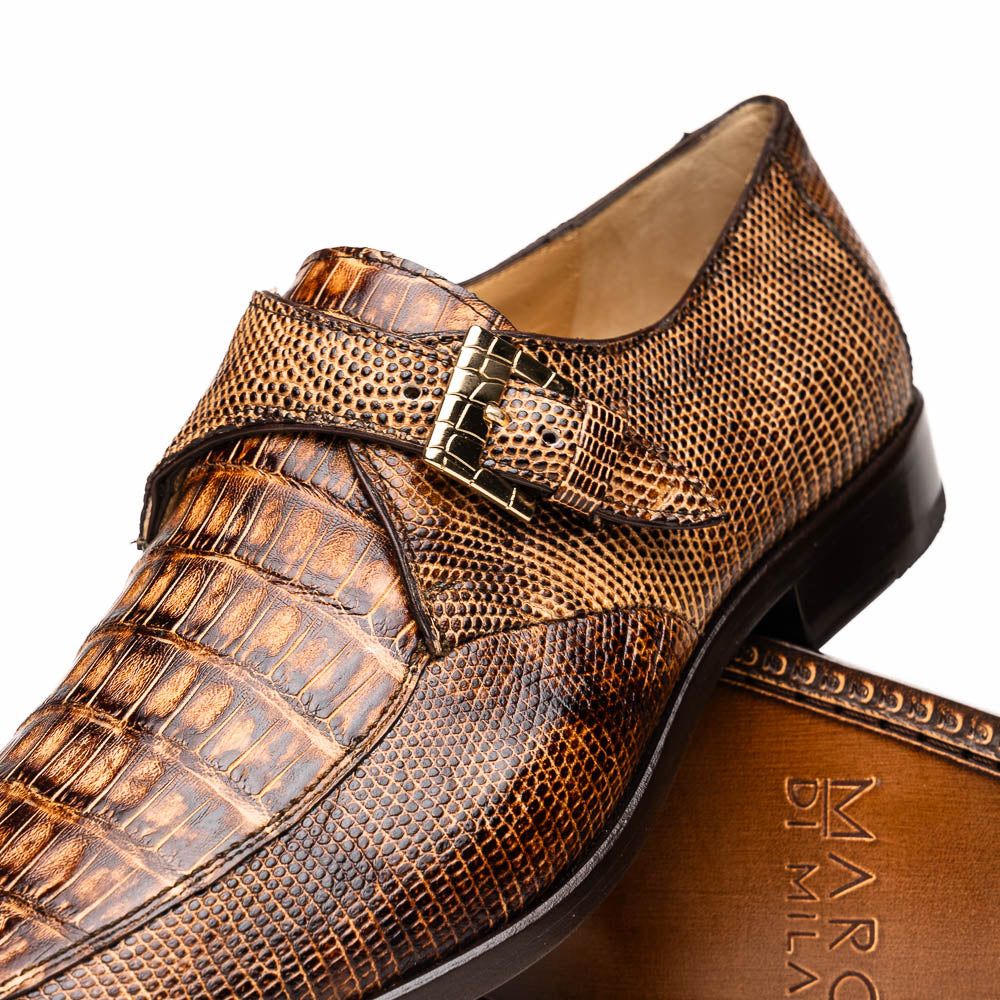 Men's Shoes genuine crocodile and lizard dress monk strap Toluca Rustic Orix