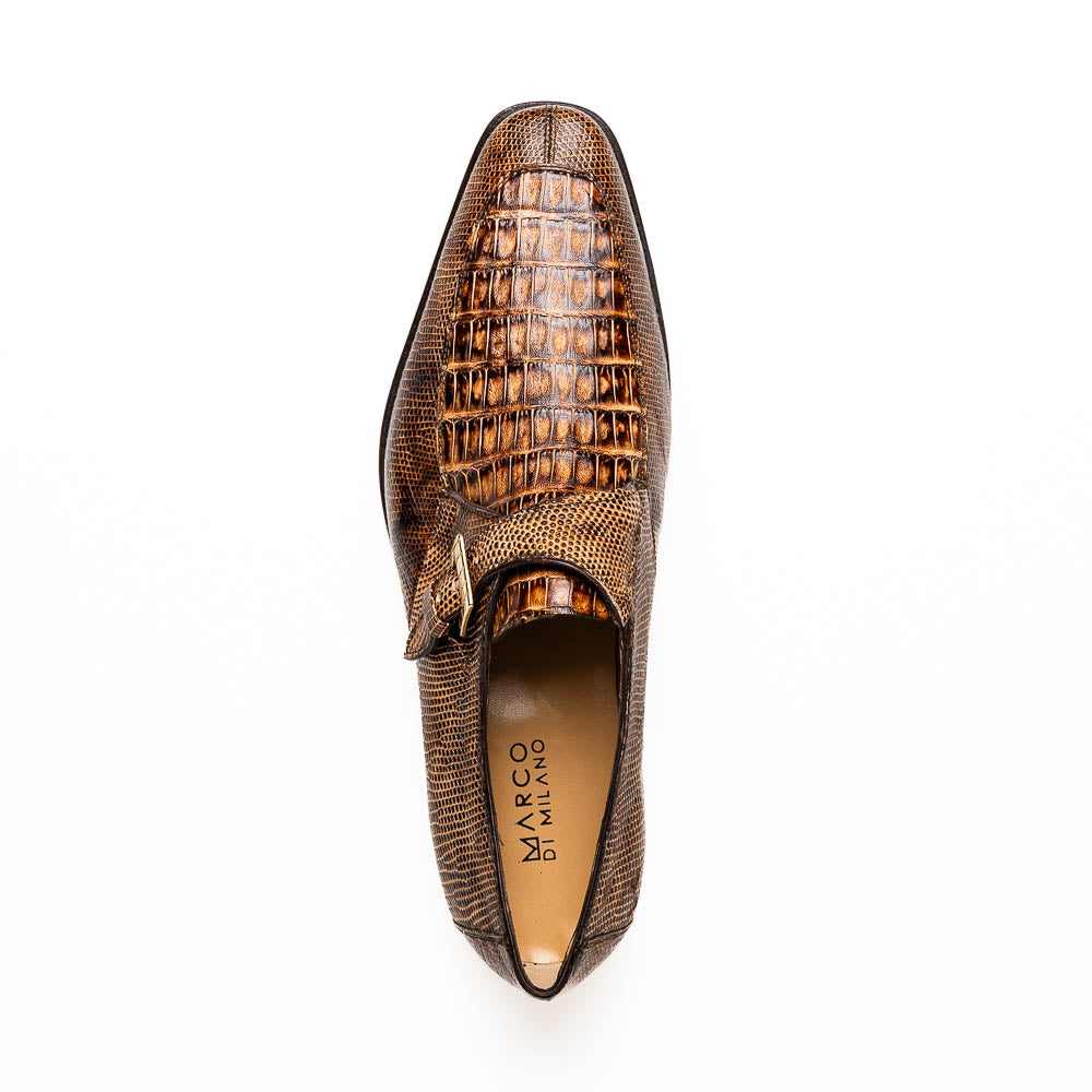 Men's Shoes genuine crocodile and lizard dress monk strap Toluca Rustic Orix