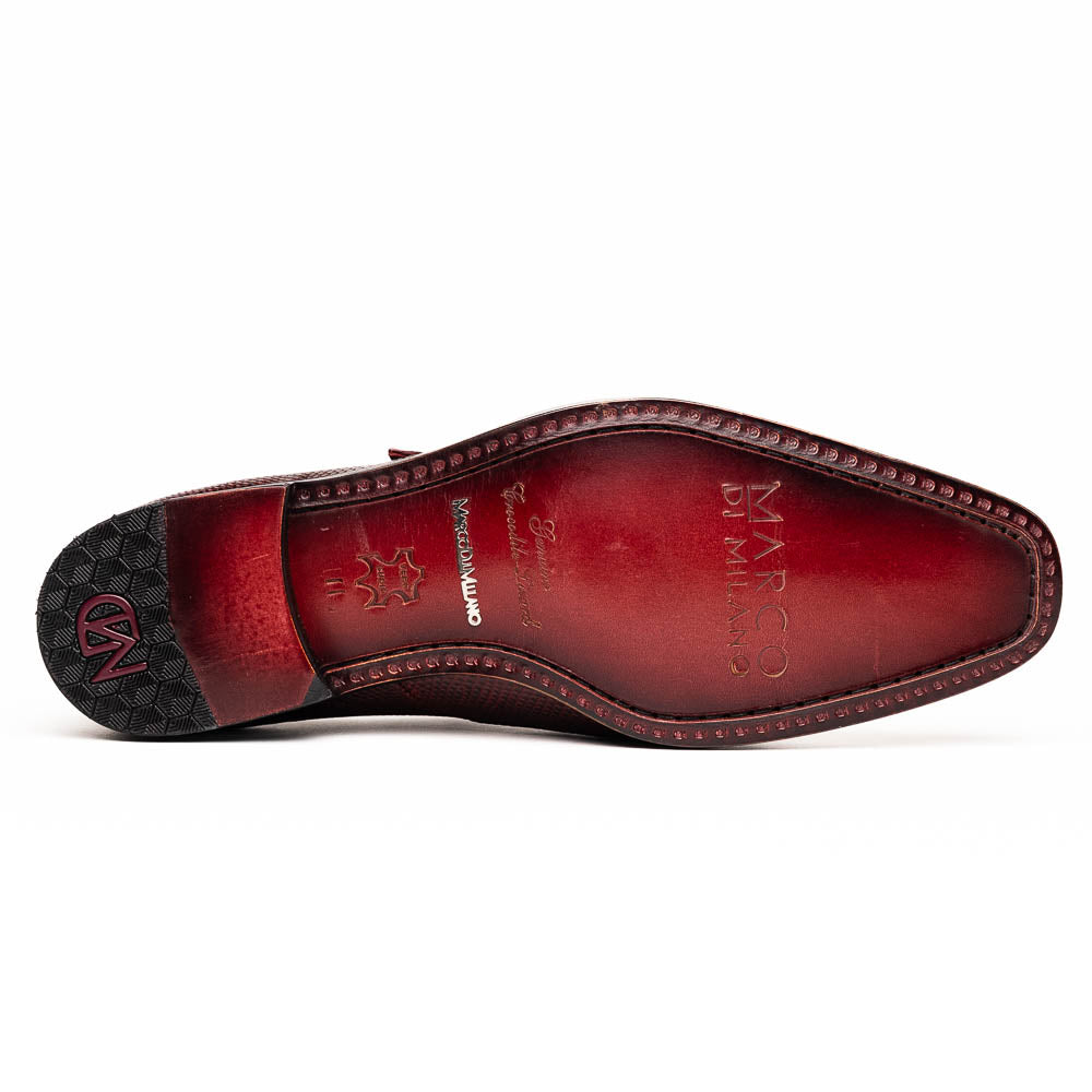 Toluca  genuine crocodile and lizard dress monk strap Wine