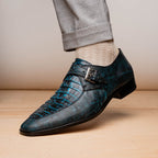 Toluca genuine crocodile and lizard dress monk strap Rustic Blue