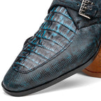 Toluca genuine crocodile and lizard dress monk strap Rustic Blue