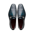 Toluca genuine crocodile and lizard dress monk strap Rustic Blue