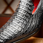 Genuine caiman crocodile slip on Shoes By Marco Di Milano Trento Black