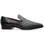 Genuine caiman crocodile slip on Shoes By Marco Di Milano Trento Black