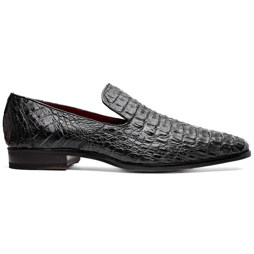 Genuine caiman crocodile slip on Shoes By Marco Di Milano Trento Black