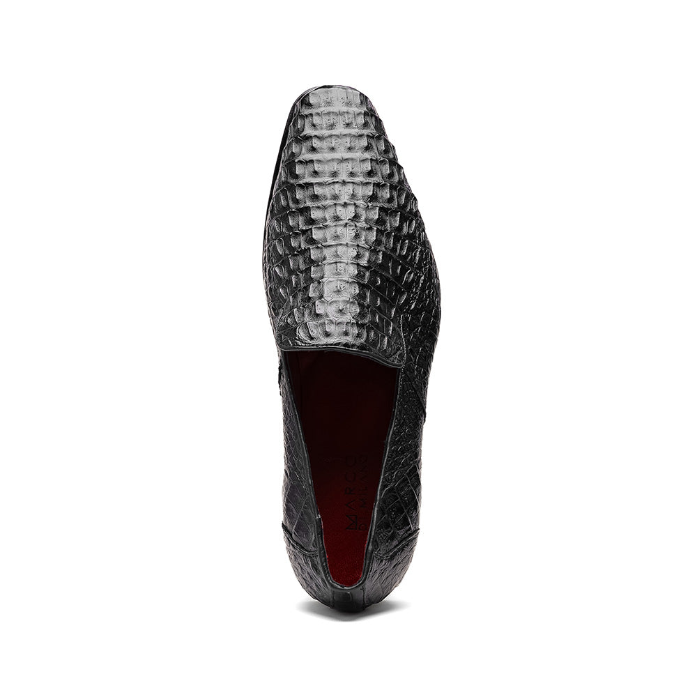 Genuine caiman crocodile slip on Shoes By Marco Di Milano Trento Black
