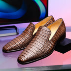 Genuine caiman crocodile Shoes Trento Brown