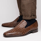 Genuine caiman crocodile Shoes Trento Brown