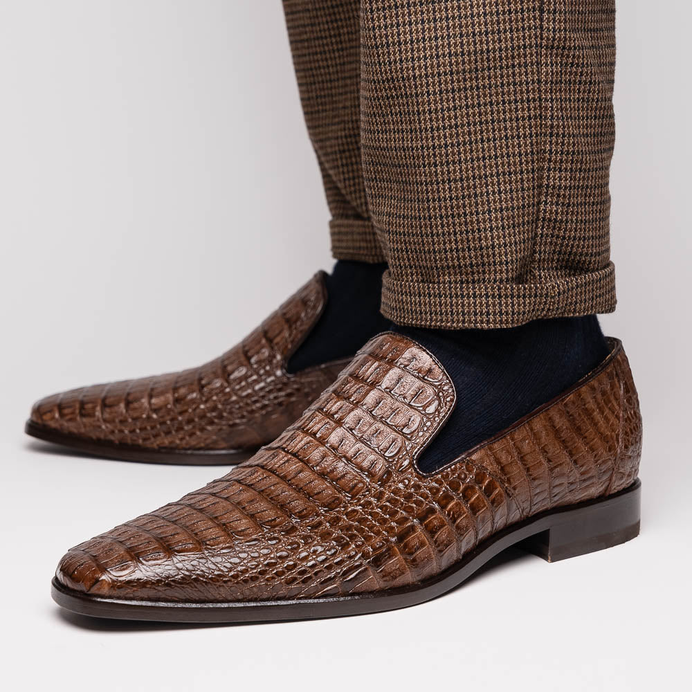 Genuine caiman crocodile Shoes Trento Brown