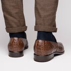 Genuine caiman crocodile Shoes Trento Brown