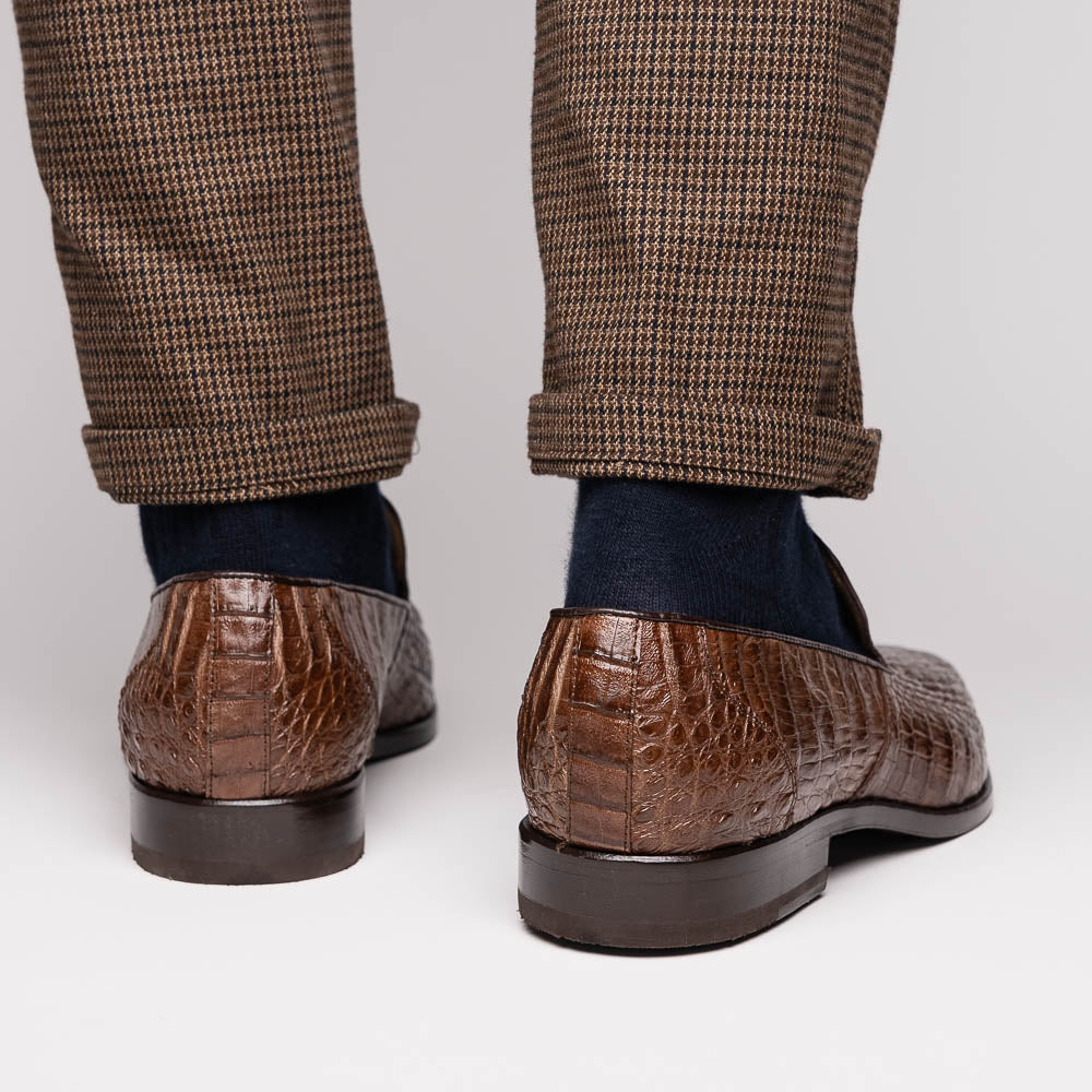 Genuine caiman crocodile Shoes Trento Brown