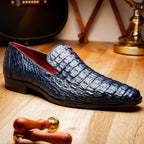 genuine caiman crocodile slip on Shoes Trento Navy