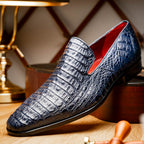 genuine caiman crocodile slip on Shoes Trento Navy