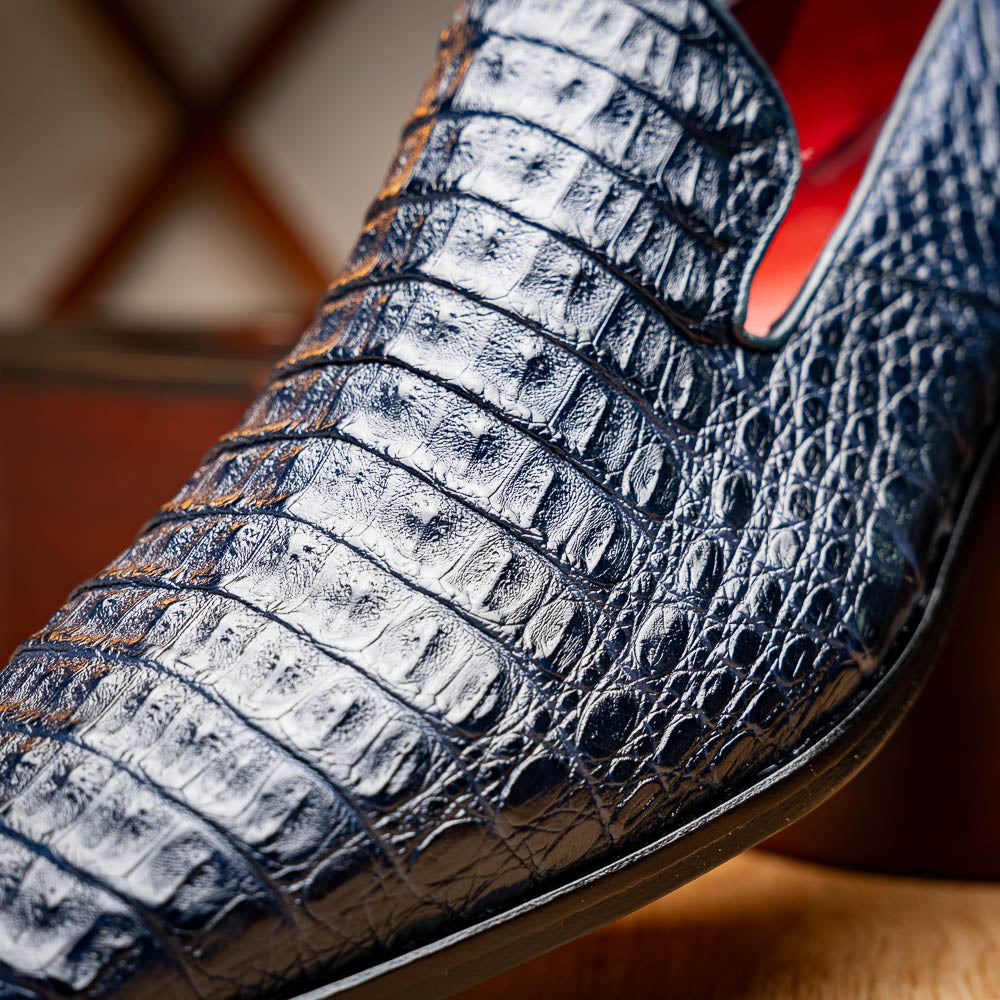 genuine caiman crocodile slip on Shoes Trento Navy