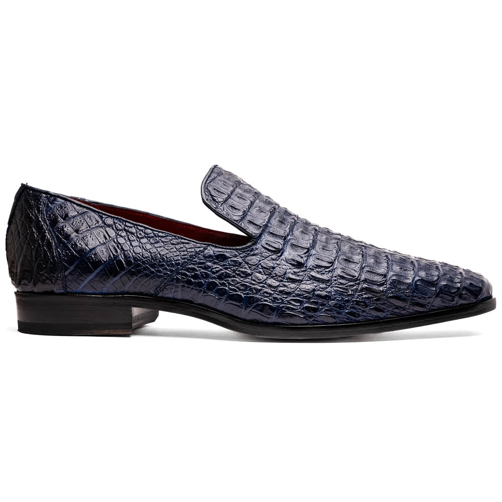 genuine caiman crocodile slip on Shoes Trento Navy