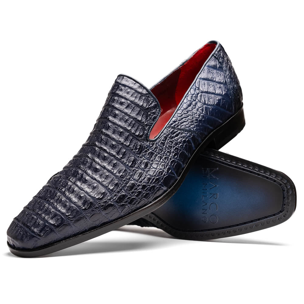 genuine caiman crocodile slip on Shoes Trento Navy