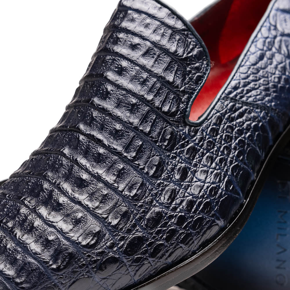 genuine caiman crocodile slip on Shoes Trento Navy