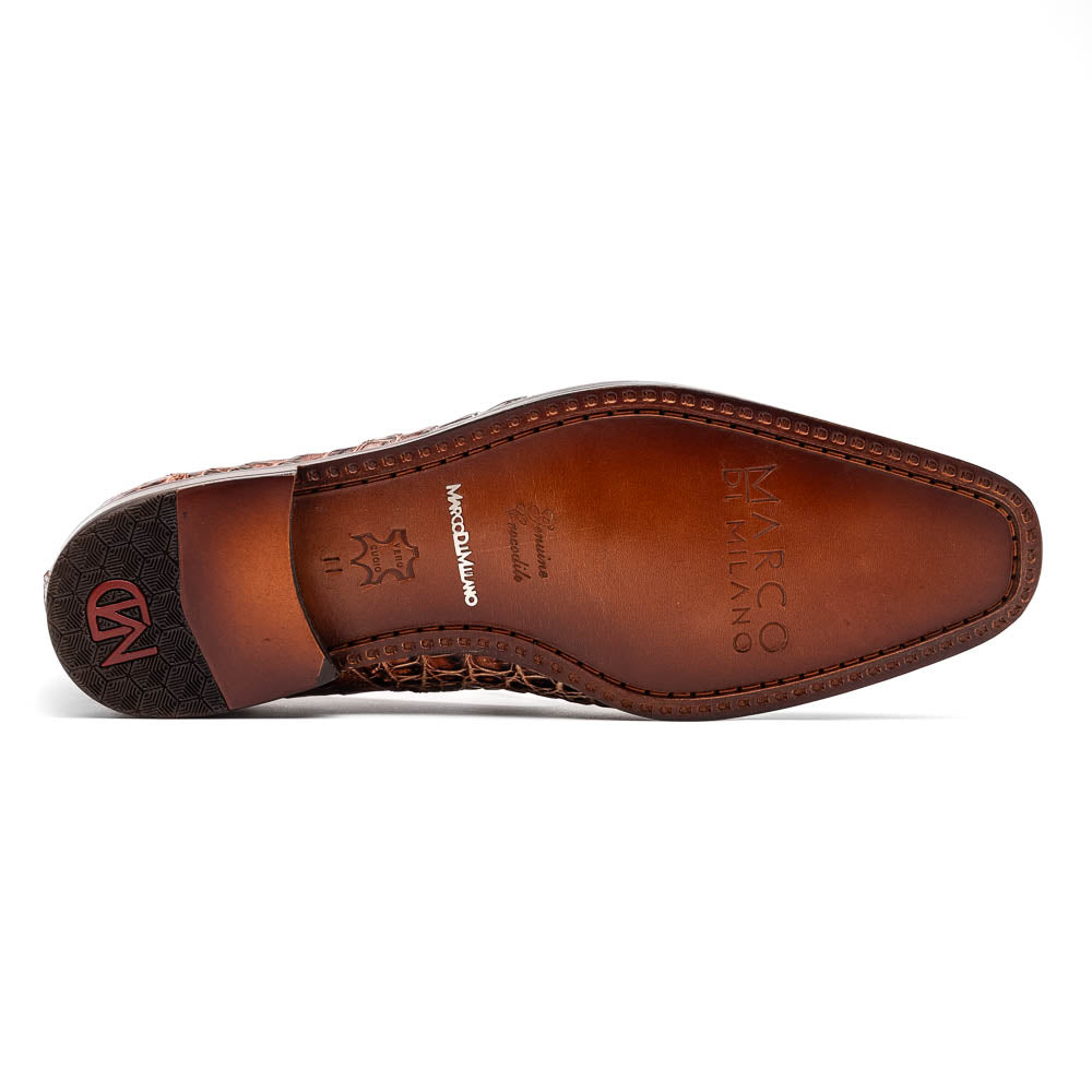 genuine caiman crocodile slip on Shoes Trento Rustic Cognac