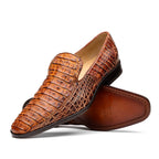 genuine caiman crocodile slip on Shoes Trento Rustic Cognac
