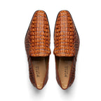 genuine caiman crocodile slip on Shoes Trento Rustic Cognac