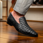 Genuine caiman crocodile slip on Shoes By Marco Di Milano Trento Black
