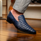 genuine caiman crocodile slip on Shoes Trento Navy