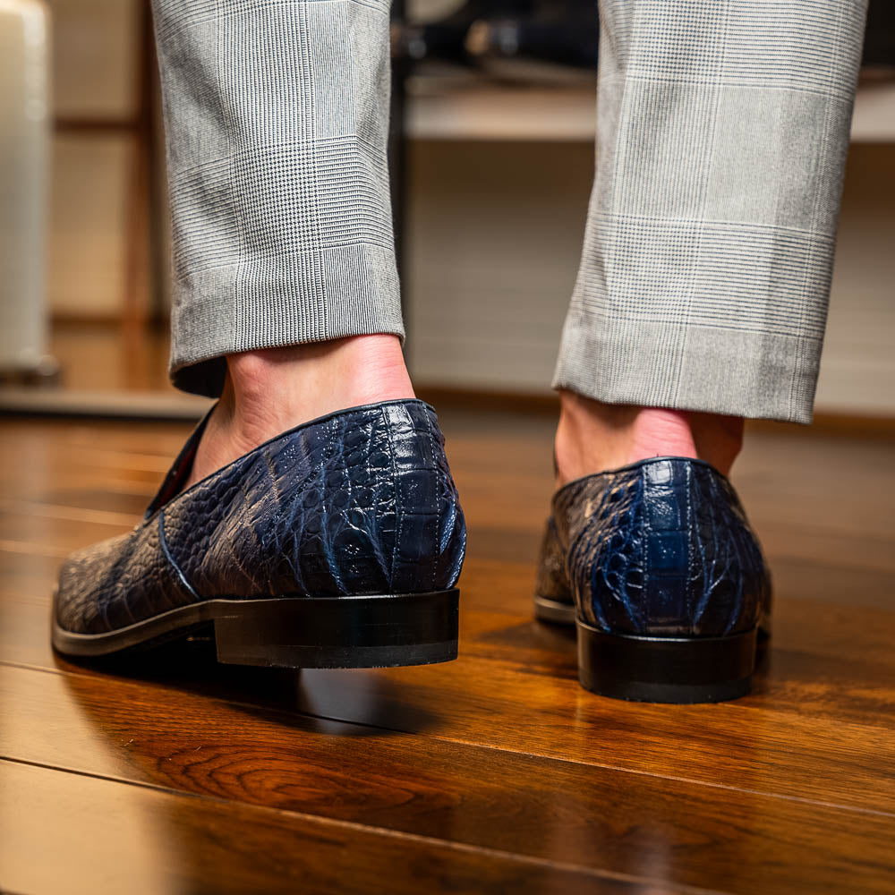 genuine caiman crocodile slip on Shoes Trento Navy