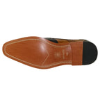 Men's Giovanni Shoes High Quality Leather Wing Tip Derby Troy Navy/Tan