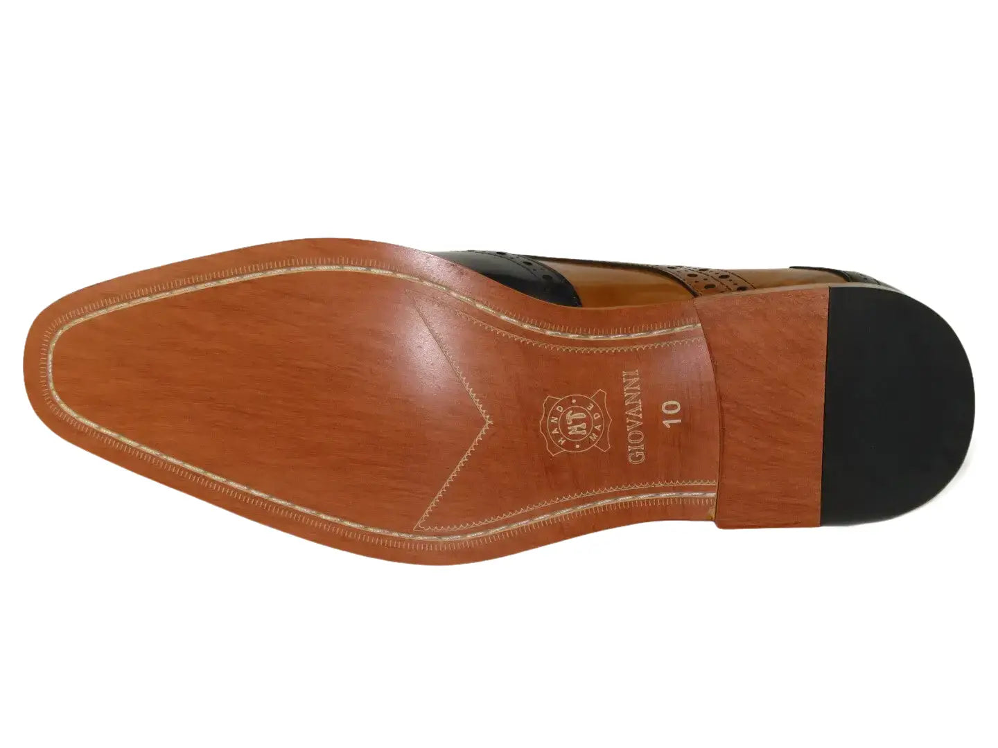 Men's Giovanni Shoes High Quality Leather Wing Tip Derby Troy Navy/Tan