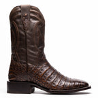 TUCSON Genuine Caiman Belly Skin Cowboy Boot from the Western CollectionAged Brown