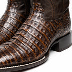 TUCSON Genuine Caiman Belly Skin Cowboy Boot from the Western CollectionAged Brown