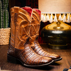 TUCSON  Genuine Caiman Belly Skin Cowboy Boot from the Western Collection Aged Maple