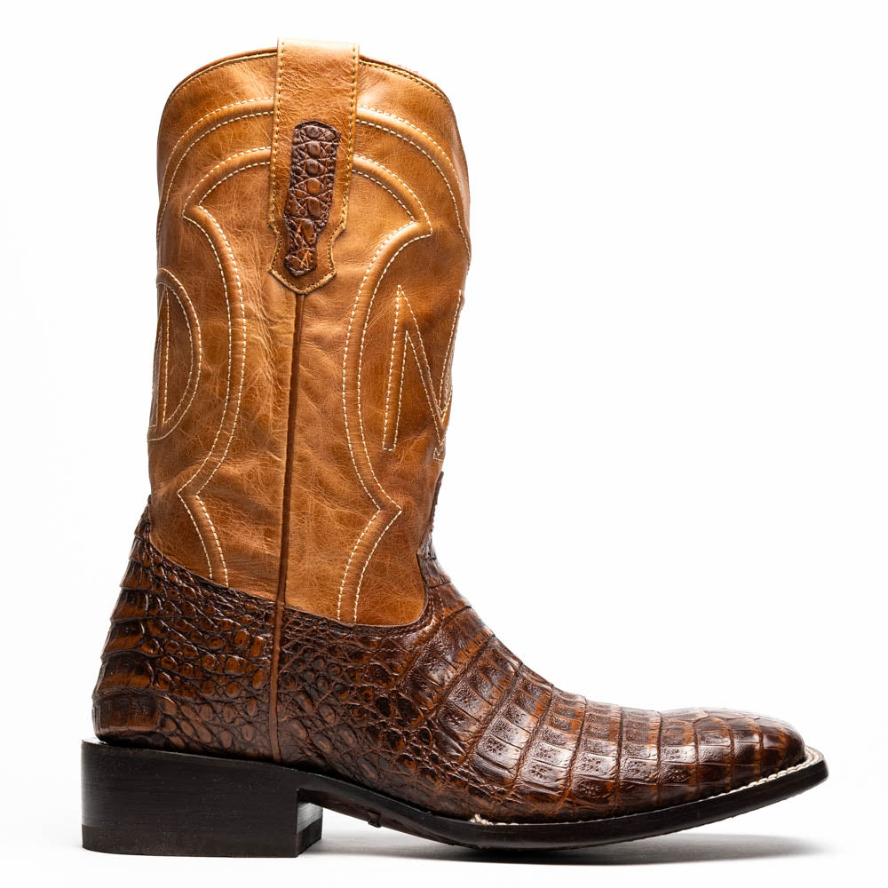TUCSON  Genuine Caiman Belly Skin Cowboy Boot from the Western Collection Aged Maple