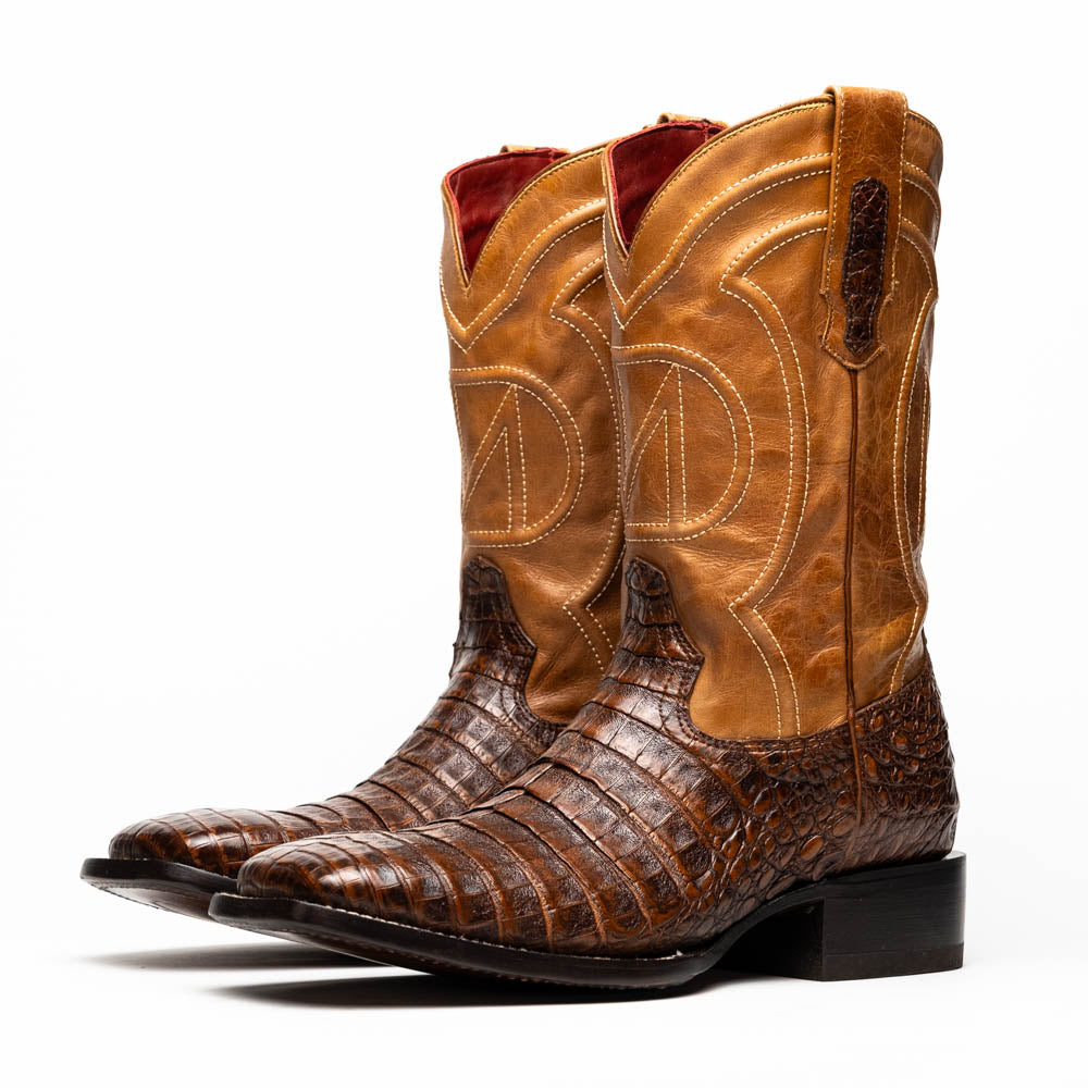 TUCSON  Genuine Caiman Belly Skin Cowboy Boot from the Western Collection Aged Maple