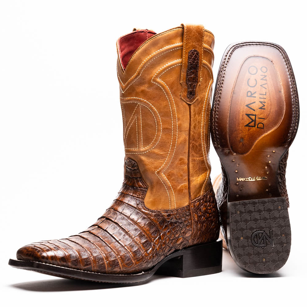 TUCSON  Genuine Caiman Belly Skin Cowboy Boot from the Western Collection Aged Maple