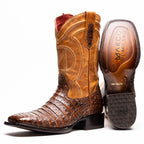 TUCSON  Genuine Caiman Belly Skin Cowboy Boot from the Western Collection Aged Maple