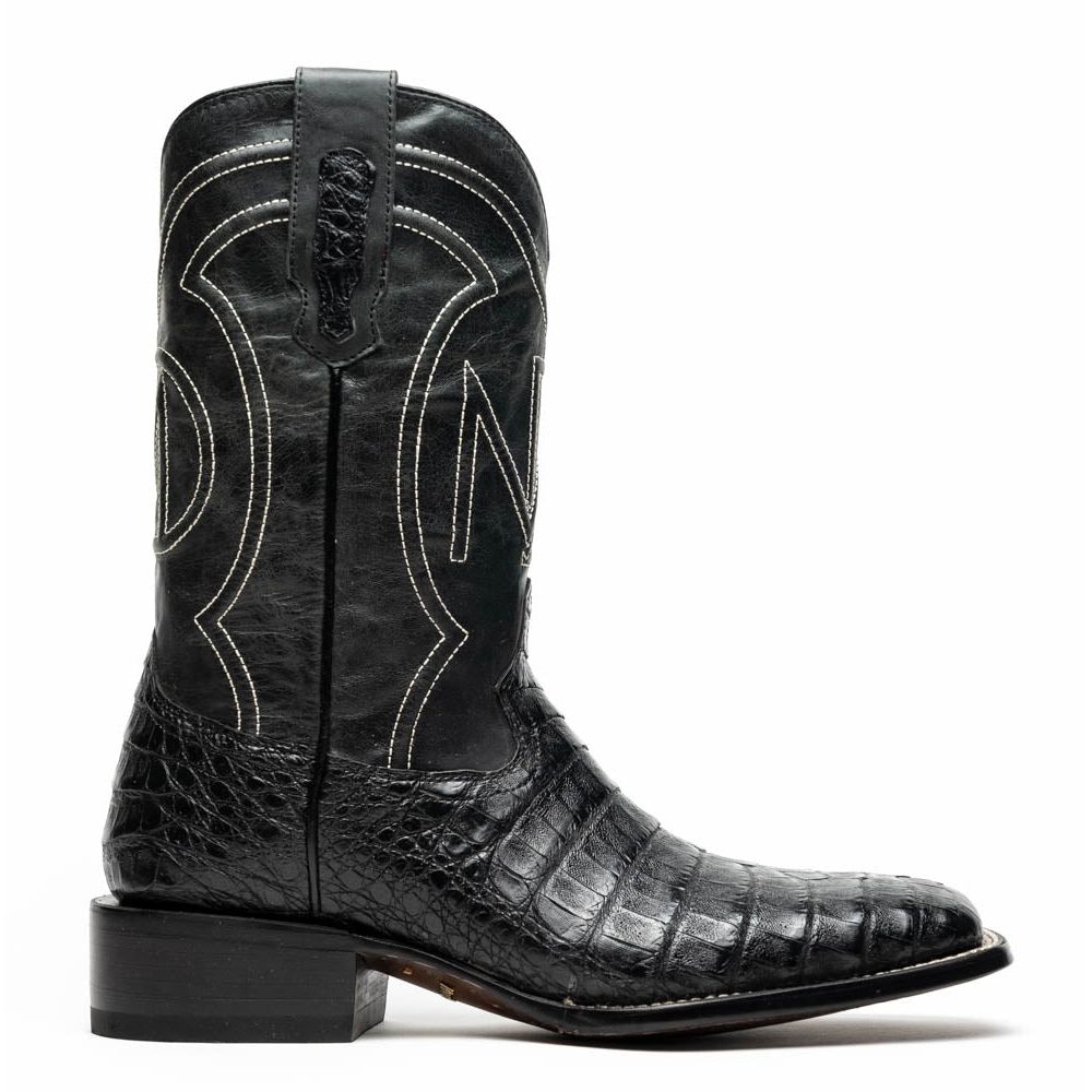 TUCSON Genuine Caiman Belly Skin Cowboy Boot from the Western Collection Black