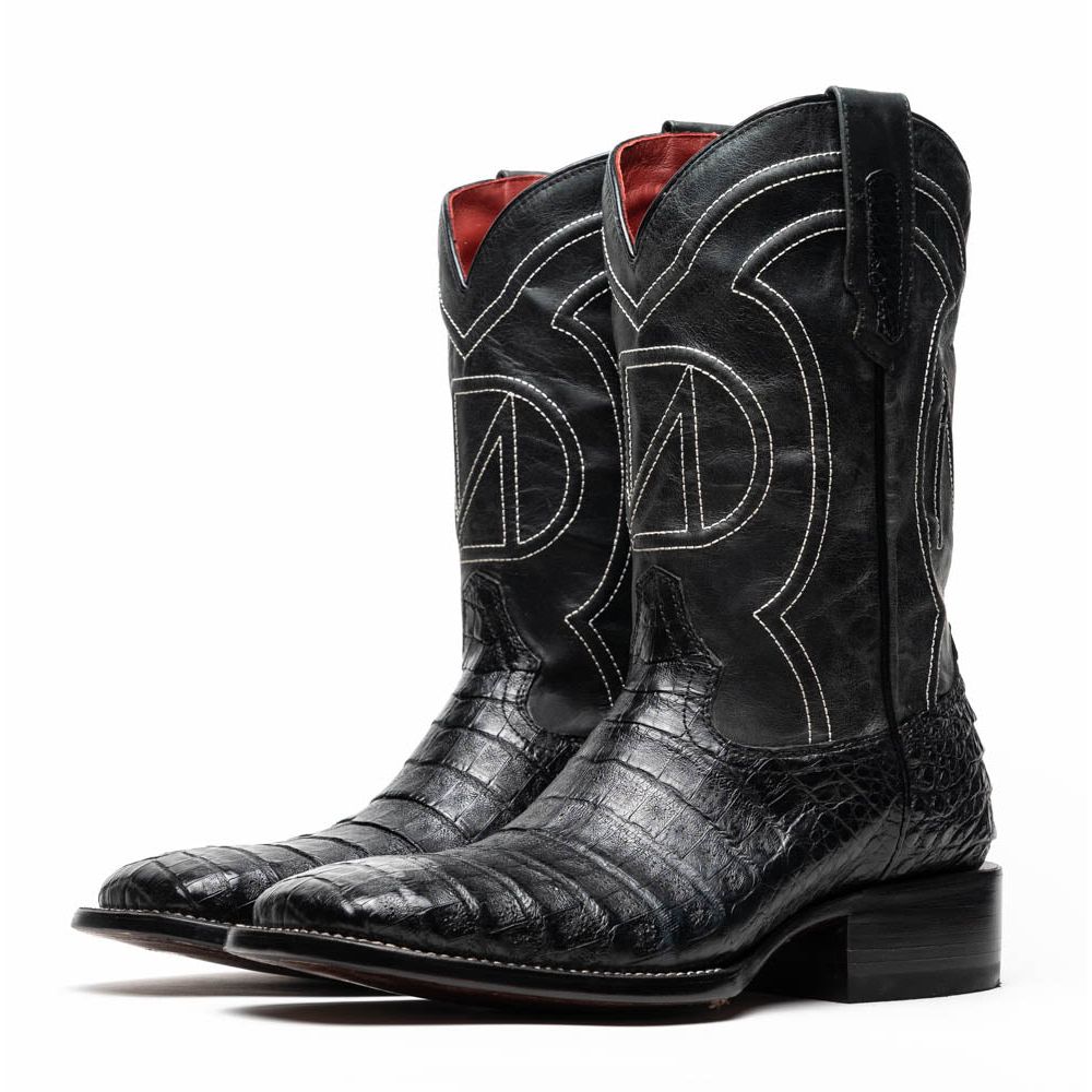 TUCSON Genuine Caiman Belly Skin Cowboy Boot from the Western Collection Black
