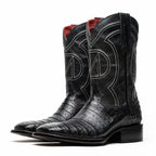 TUCSON Genuine Caiman Belly Skin Cowboy Boot from the Western Collection Black